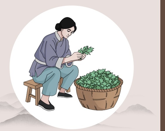 脱叶工序国风插画