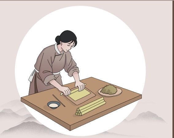 卷艾工序国风插画